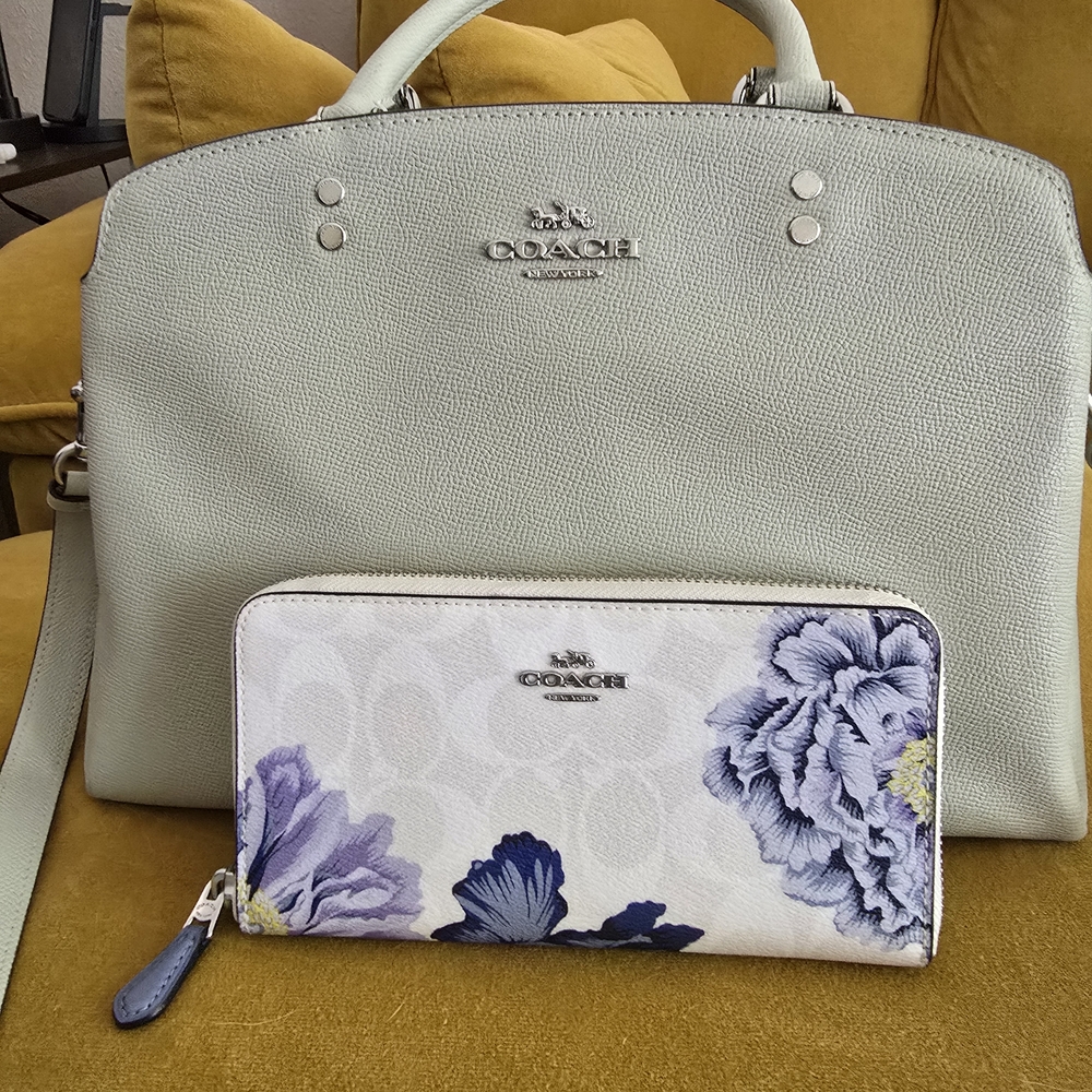 Coach Women's Mint Green and Floral Laptop Bag Set